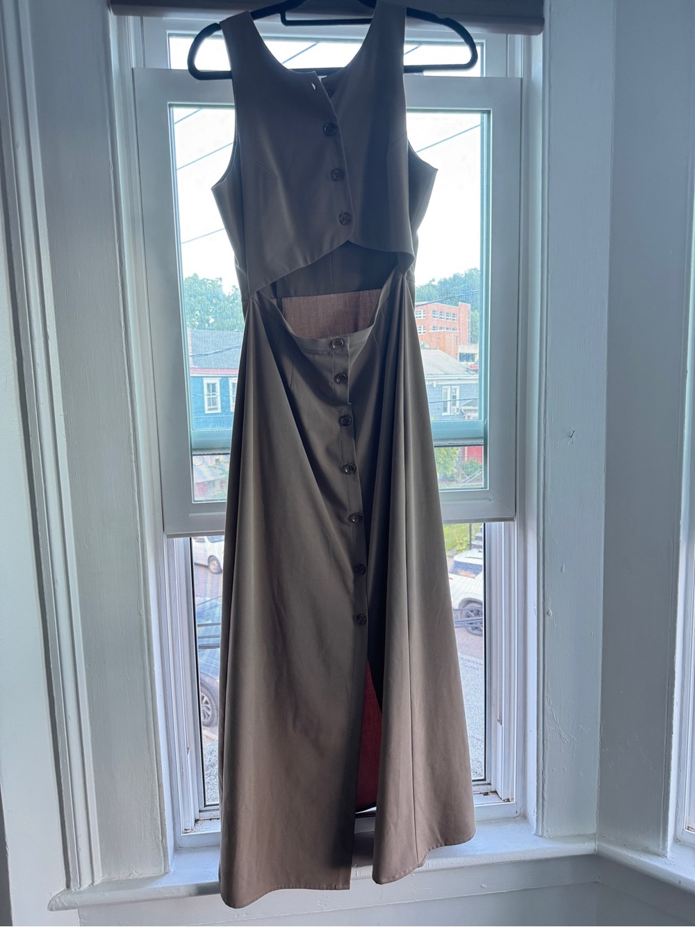 God We Trust" (IGWT) cutout button-down midi dress